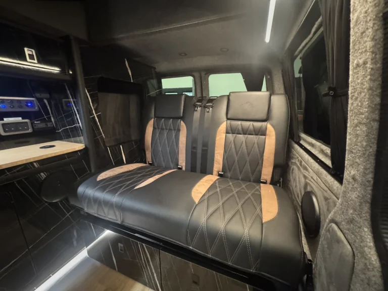 Matching black and champagne Custom rear bed with approved lighting adjustment