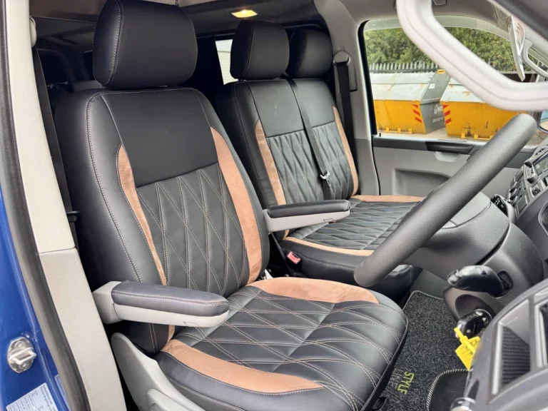 Custom grey and tan front seats